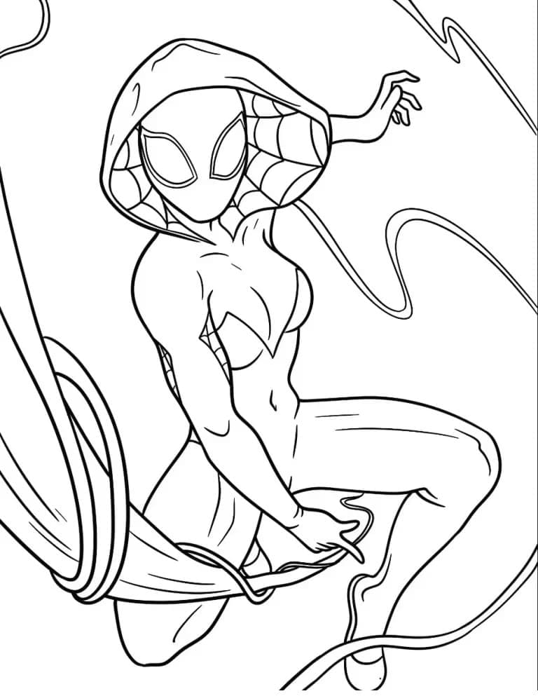 Desenho de Gwen Stacy Spider Woman para Colorir e Pintar