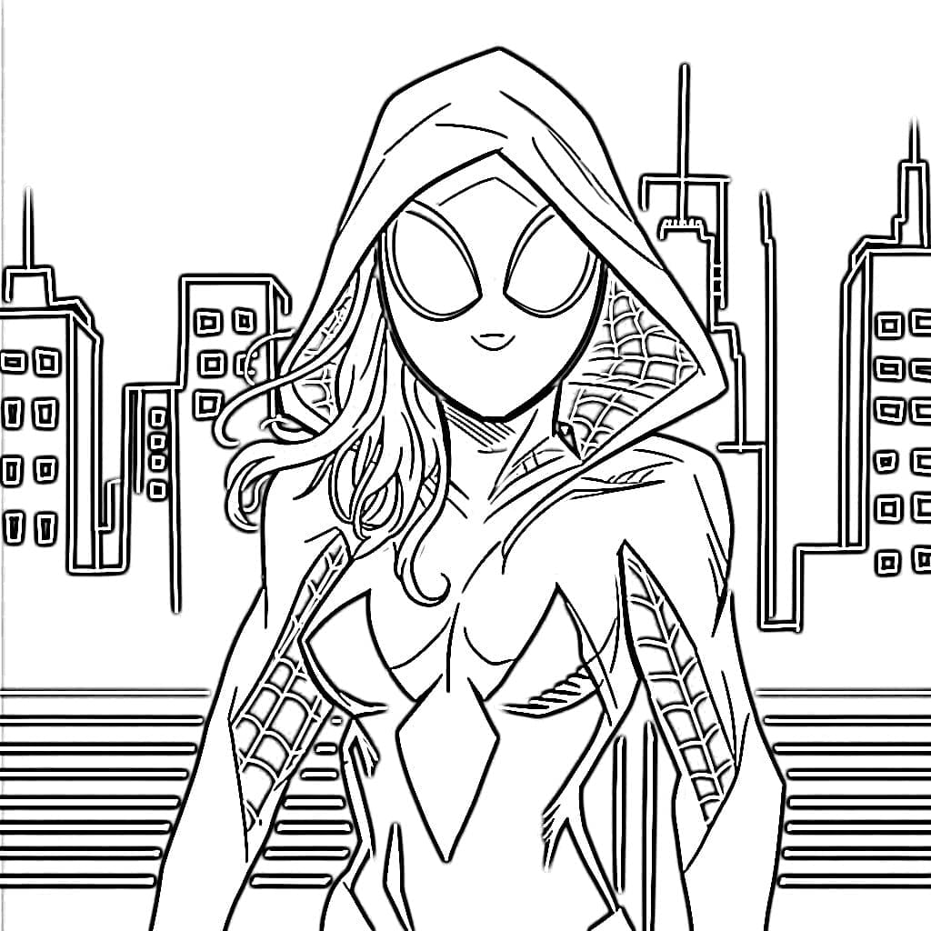 Desenho de Imagem de Ghost Spider para Colorir e Pintar