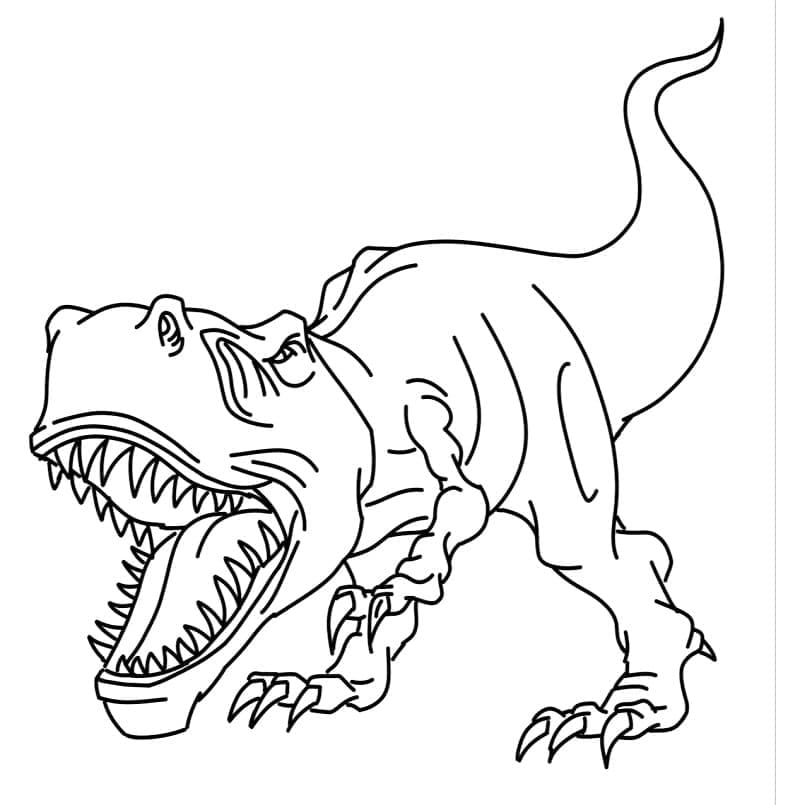 Desenho de Giganotossauro Rugindo para Colorir e Pintar