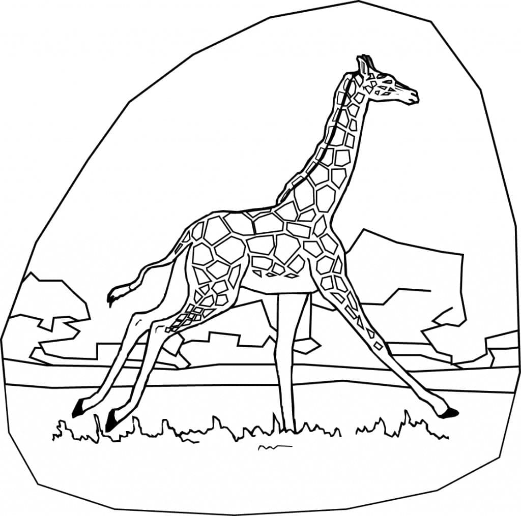 Desenho de Girafa Correndo para Colorir e Pintar