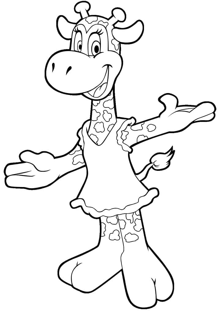 Desenho de Girafa de Desenho Animado para Colorir e Pintar