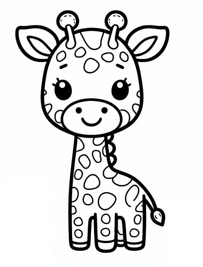 Desenho de Girafa Engracada para Imprimir e Pintar