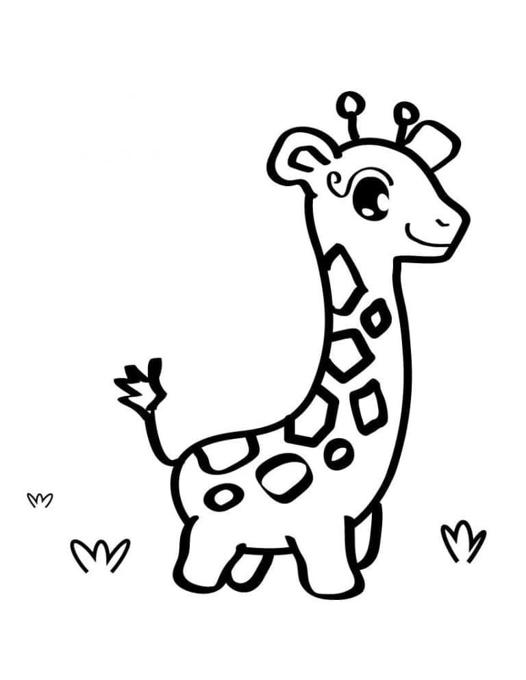 Desenho de Girafa Fofa para Colorir e Pintar