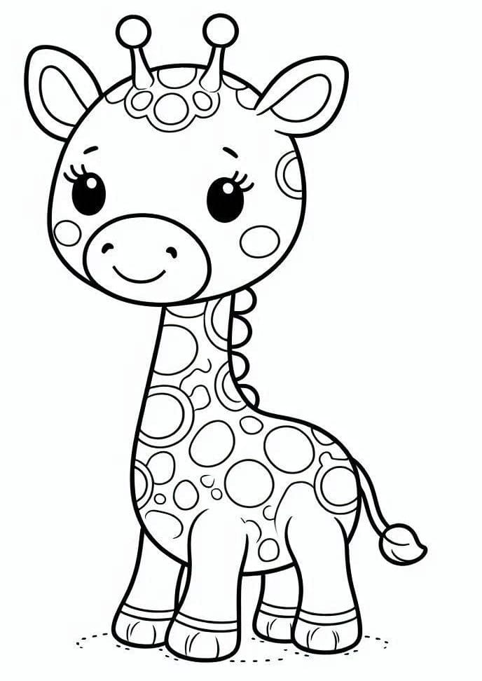 Desenho de Girafa Fofa para Colorir Pdf e Pintar