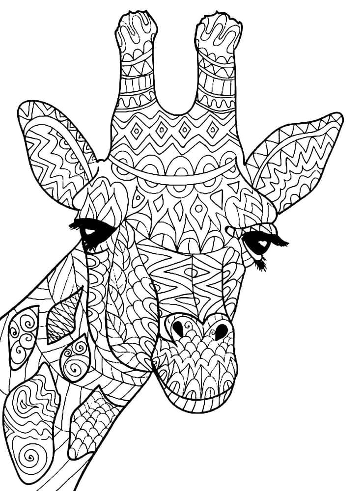 Desenho de Girafa Zentangle para Colorir e Pintar