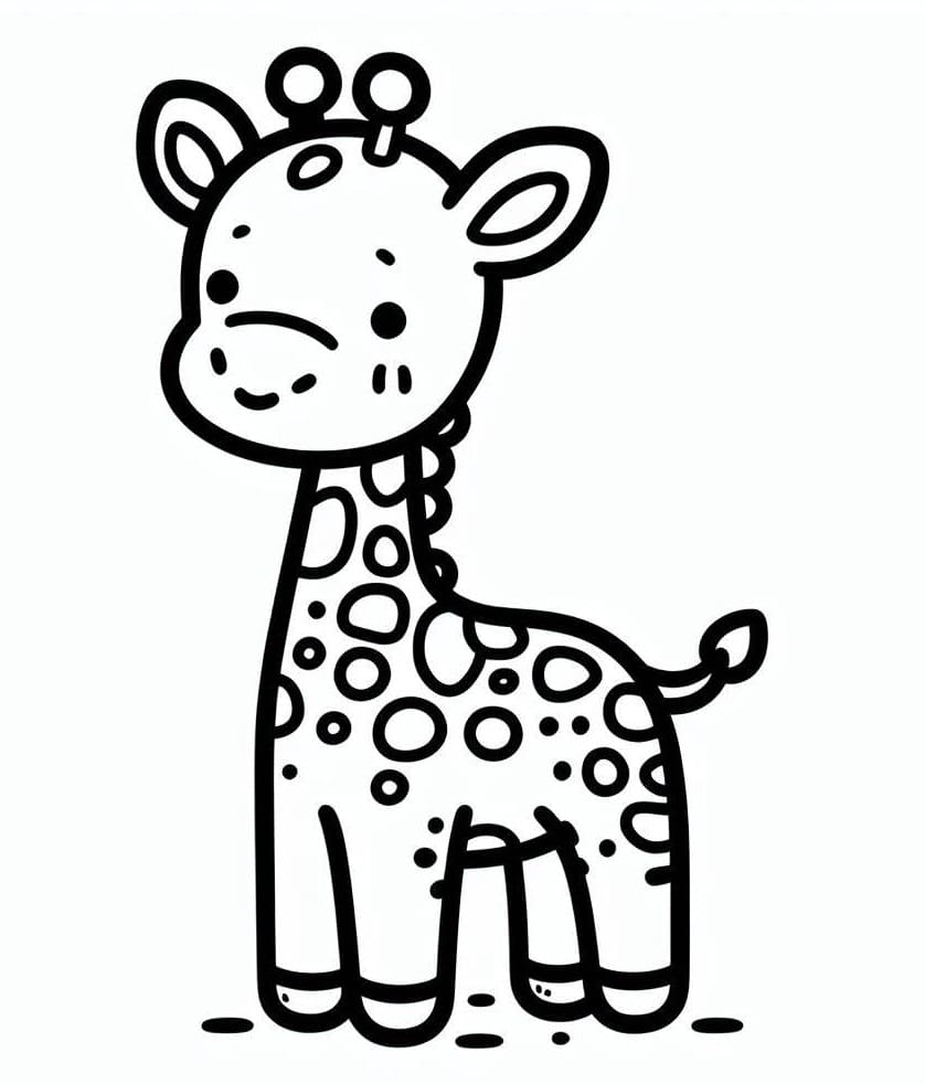 Desenho de uma Girafa Fofa para Colorir e Pintar