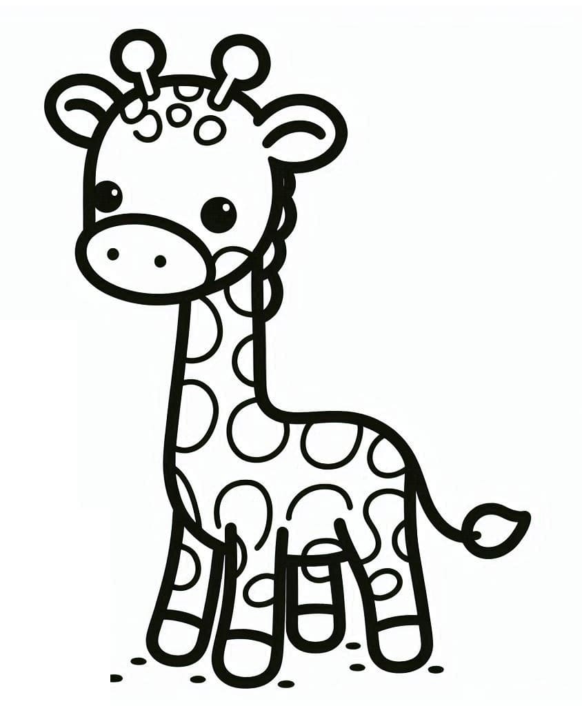Desenho Girafa Adorável para Colorir e Pintar