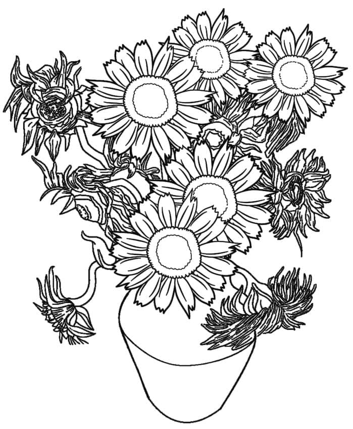 Desenho de Girassóis Maravilhosos para Colorir e Pintar