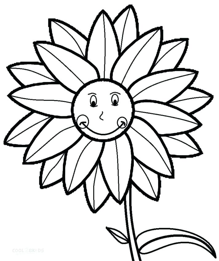 Desenho de Flor Girassol Kawaii para Colorir Pdf e Pintar