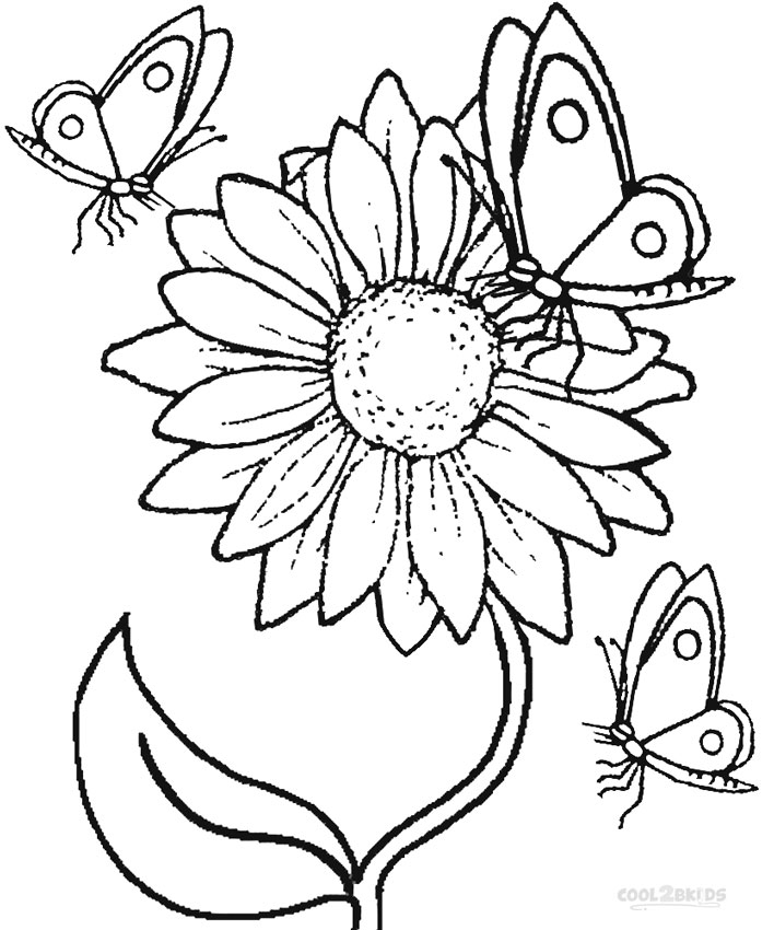 Desenho de Flor Girassol Simples para Colorir e Pintar