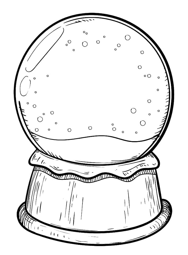 Desenho de Globo de Neve com Estrelas para Colorir e Pintar