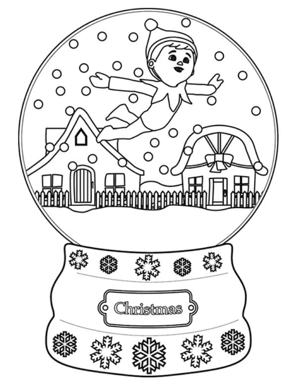 Desenho de Globo de Neve Fácil para Imprimir e Pintar