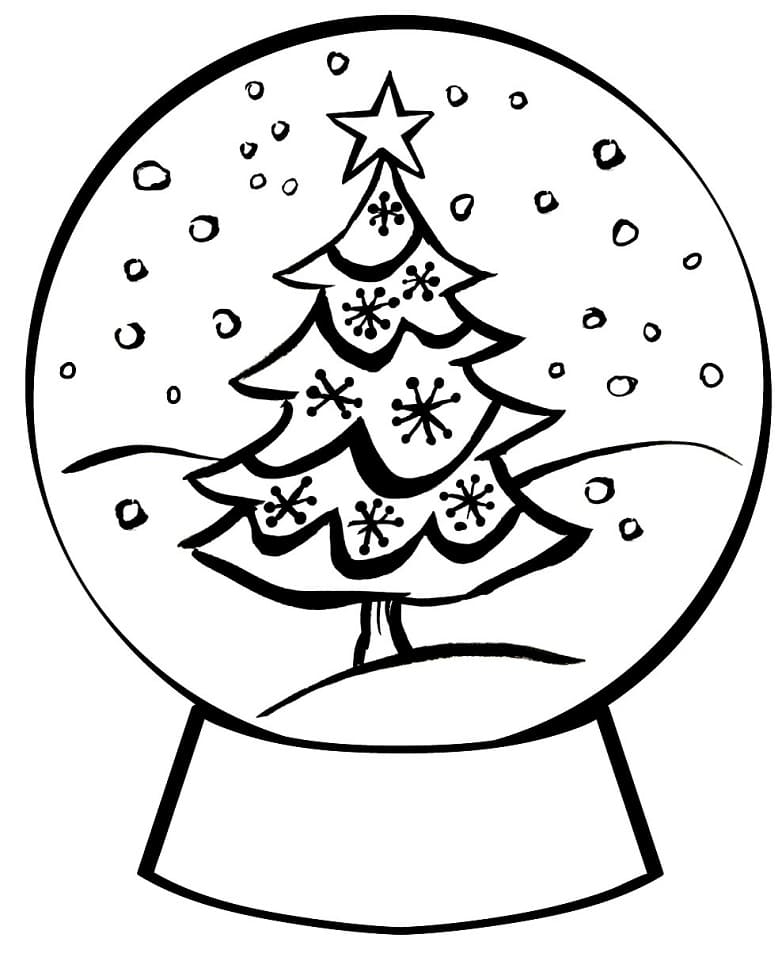 Desenho de Globo de Neve Imprimivel Download e Pintar
