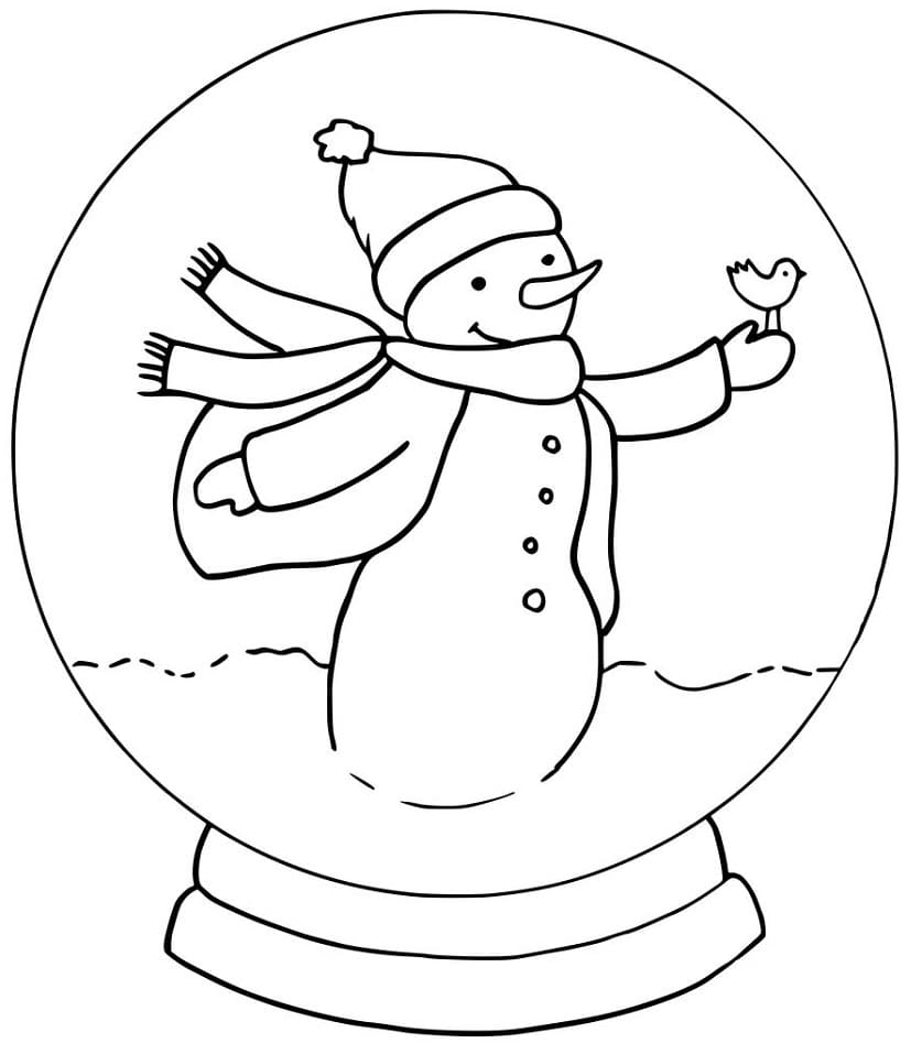 Desenho de Globo de Neve Infantil para Colorir e Pintar