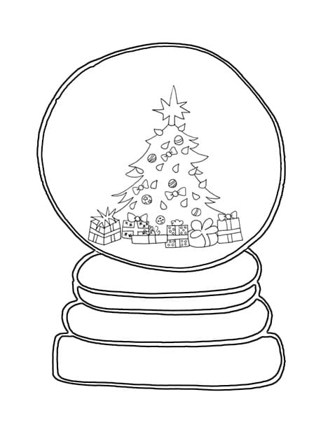 Desenho de Globo de Neve Kawaii para Colorir Pdf e Pintar