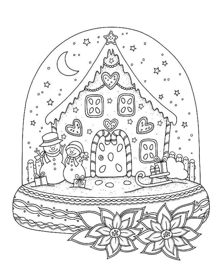 Desenho de Globo de Neve para Colorir Pdf e Pintar