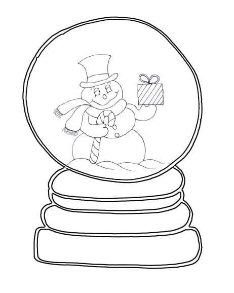 Desenho de Globo de Neve Simples para Colorir Pdf e Pintar