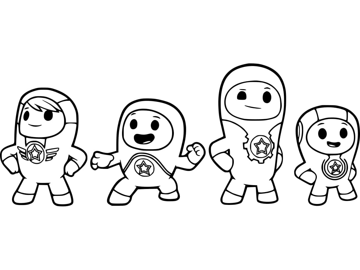 Desenho de Personagens em Go Jetters para Colorir e Pintar