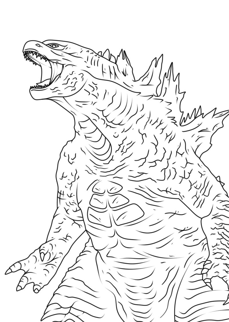 Desenho de Godzilla Bravo para Colorir e Pintar