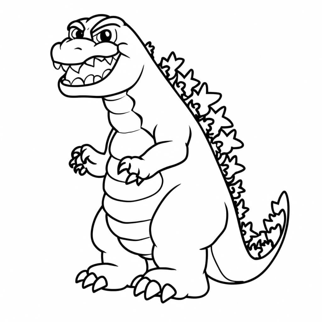 Desenho de Godzilla Engraçado para Colorir e Pintar