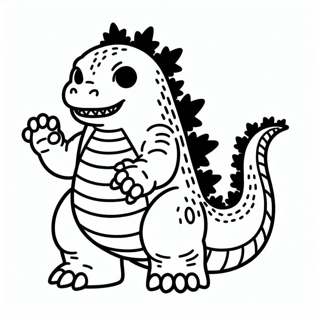 Desenho de Godzilla Muito Adorável para Colorir e Pintar