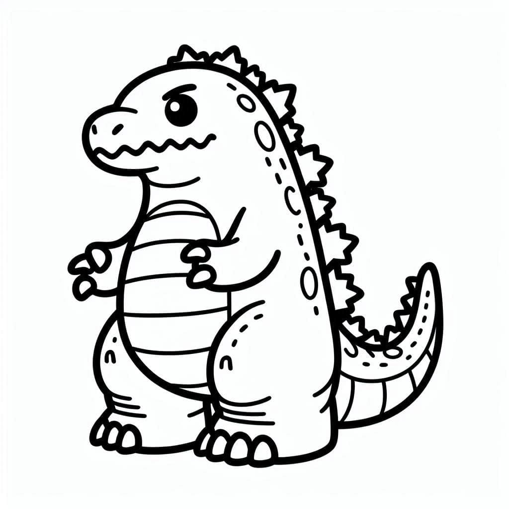 Desenho de Godzilla Muito Fofo para Colorir e Pintar