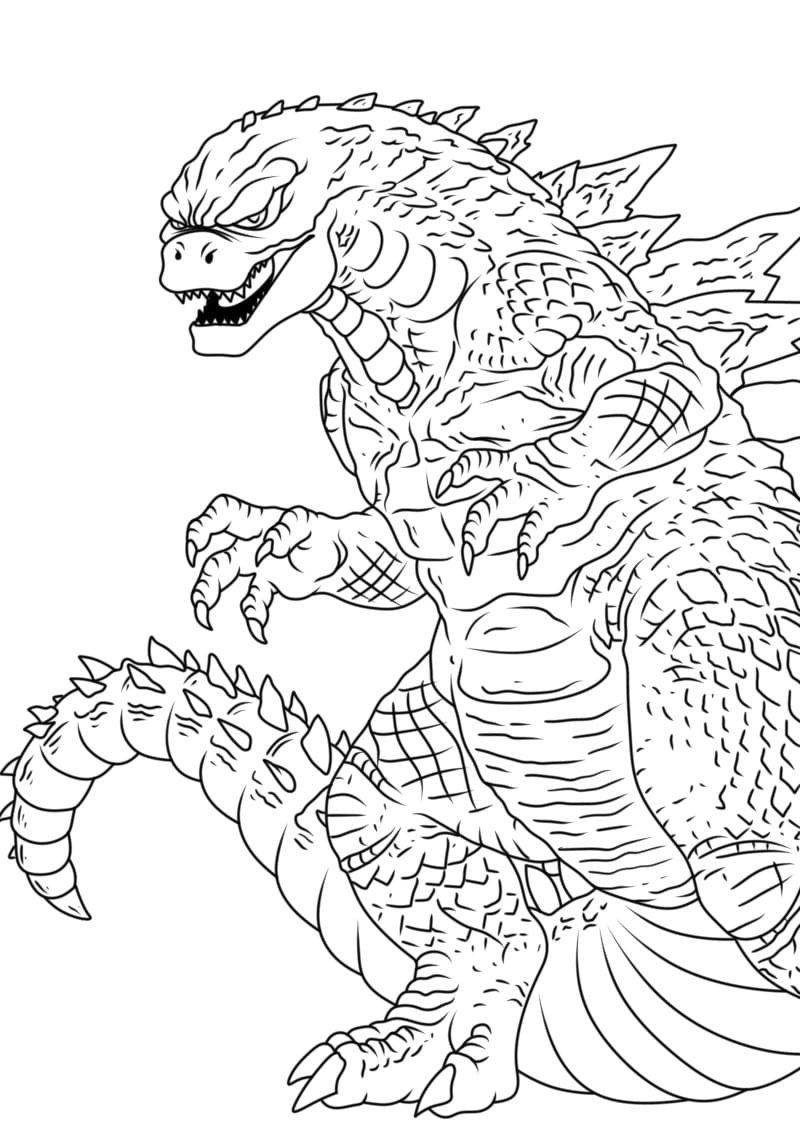 Desenho de Godzilla para Crianças de 1 Ano para Colorir e Pintar