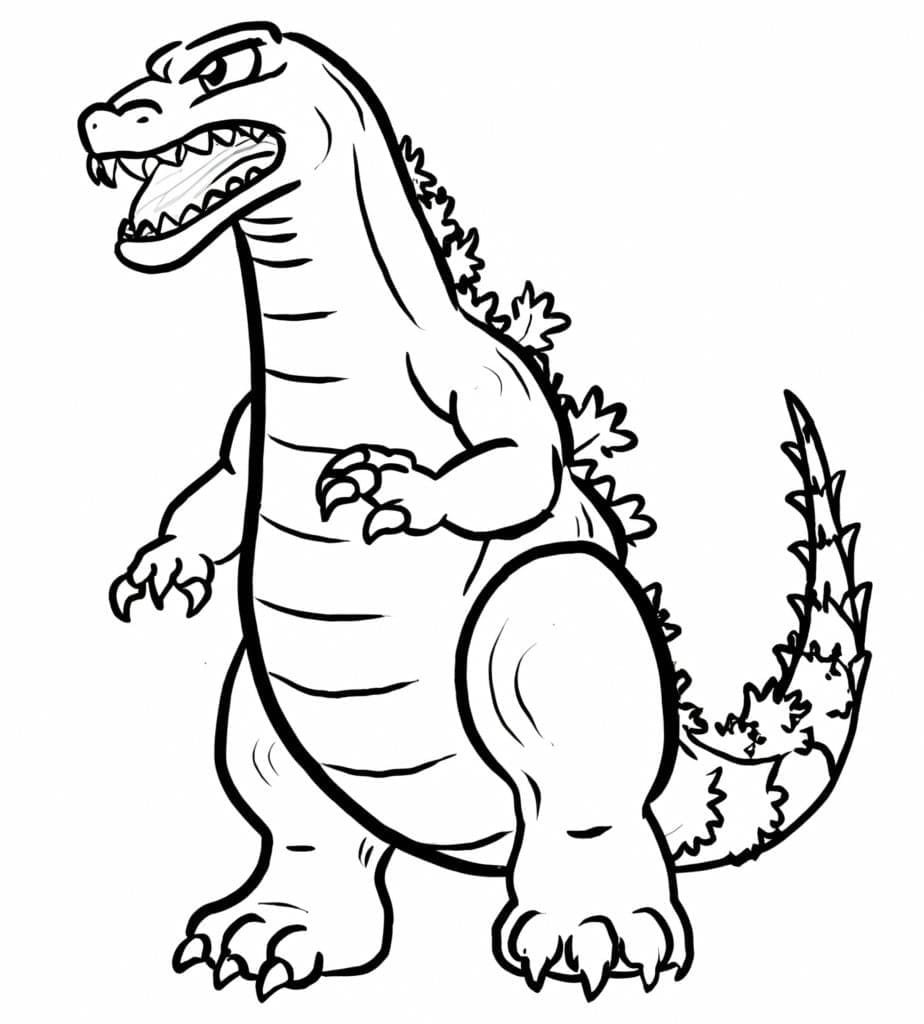 Desenho de Godzilla para Crianças de 2 Ano para Colorir e Pintar