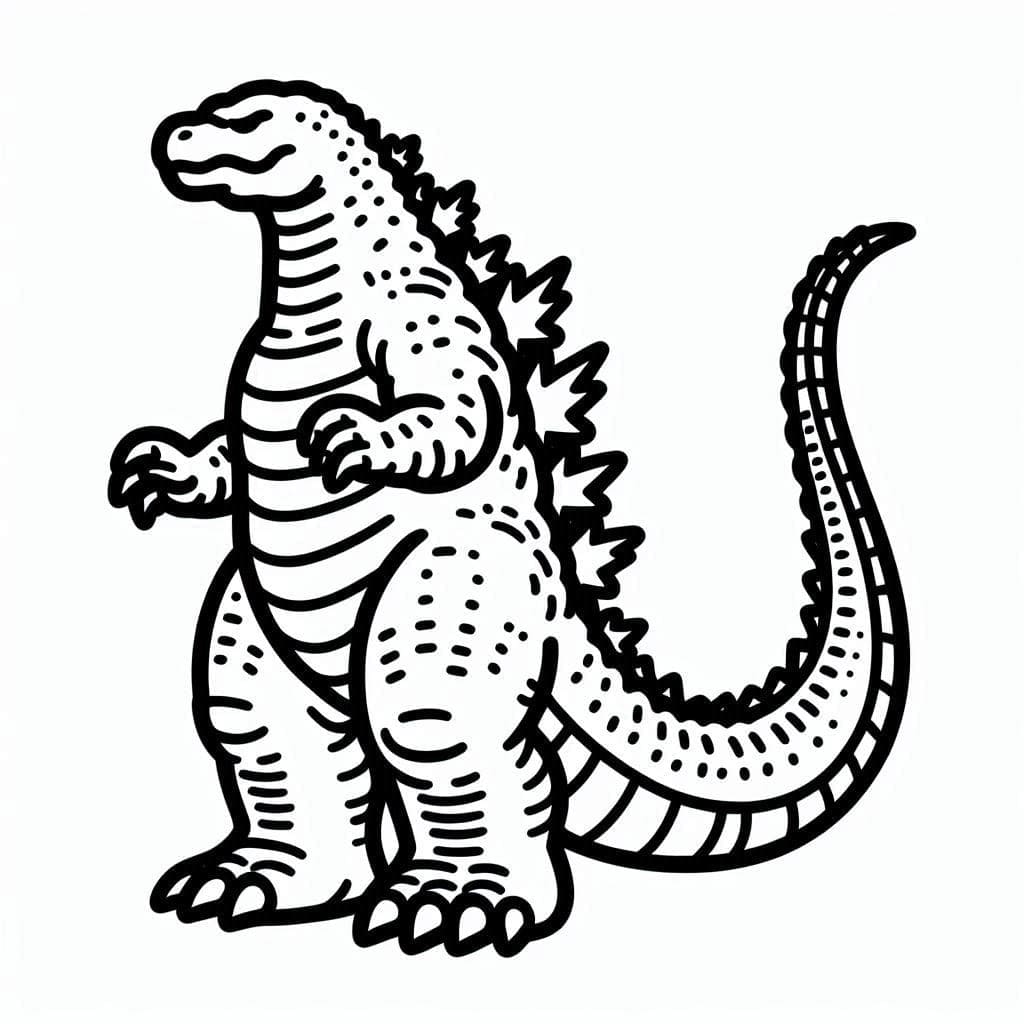 Desenho de Godzilla para Crianças de 3 Ano para Colorir e Pintar