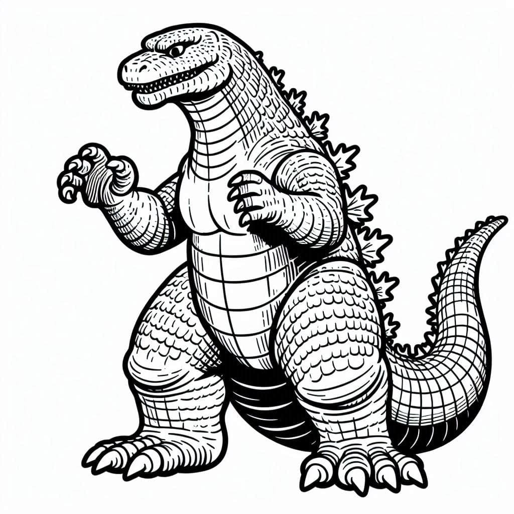 Desenho de Godzilla para Crianças de 5 Ano para Colorir e Pintar