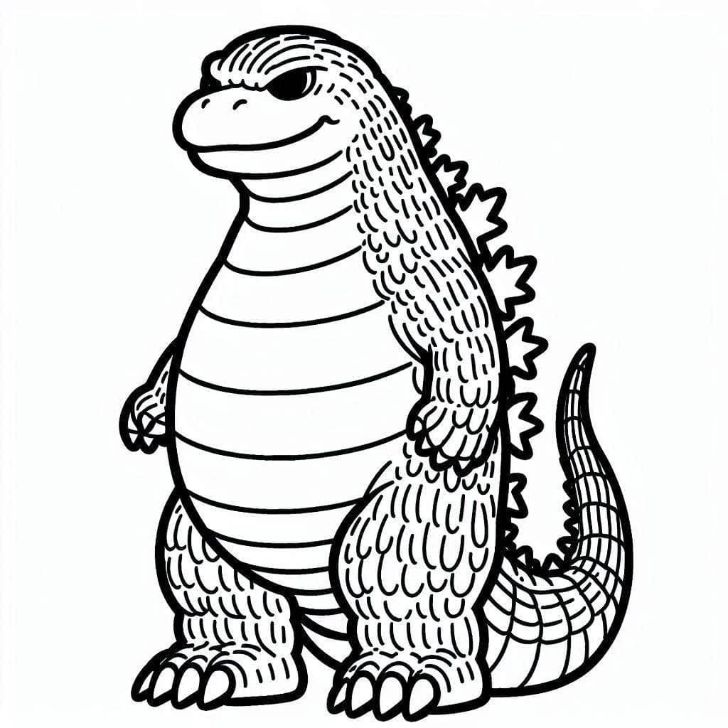 Desenho de Godzilla Personagem Fictício para Colorir e Pintar