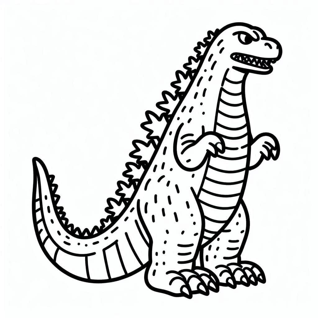Desenho de Personagem Fictício Godzilla para Colorir e Pintar