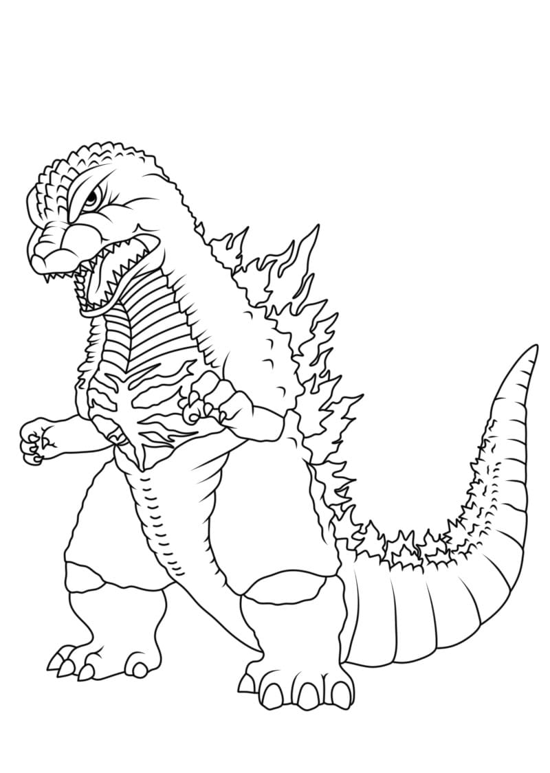 Desenho de Pintura de Godzilla para Colorir e Pintar