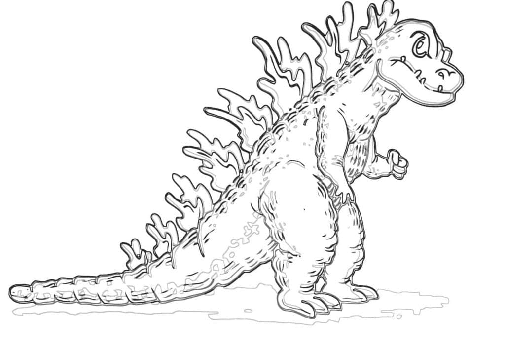 Desenho de Godzilla Animado para Colorir e Pintar