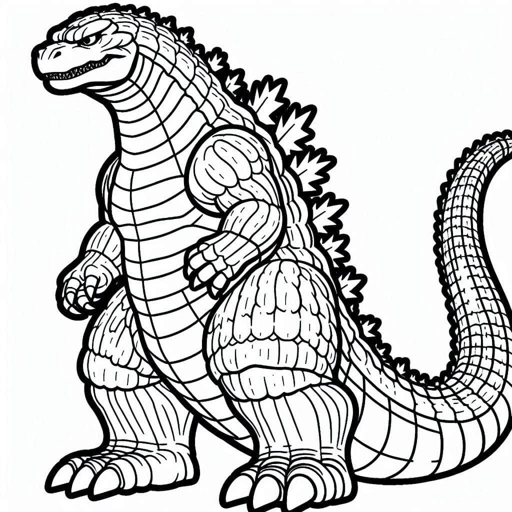 Desenho de Godzilla Engraçado para Imprimir e Pintar