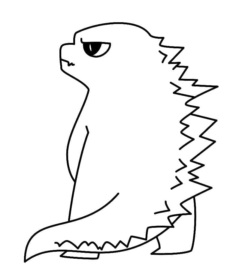 Desenho de Godzilla Fofo para Colorir e Pintar