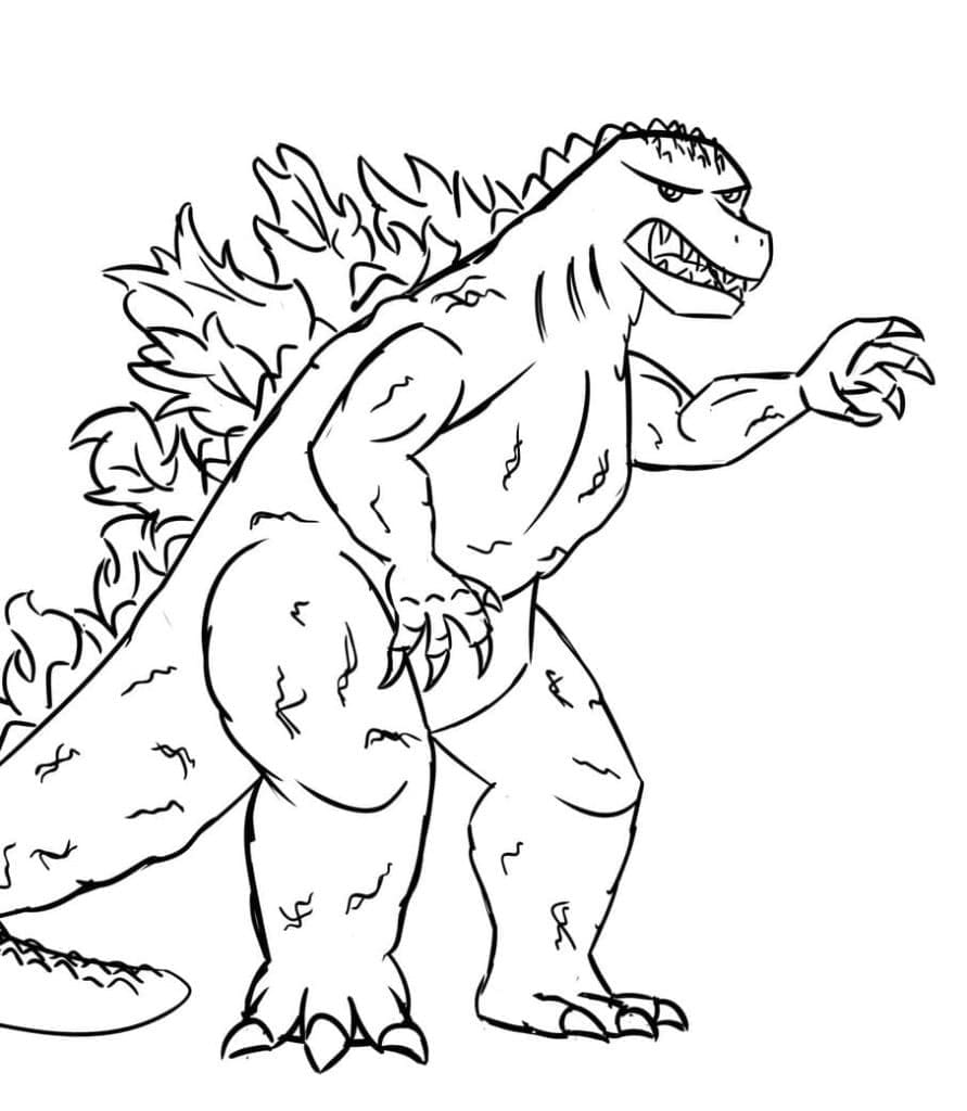 Desenho de Godzilla Mal Humorado para Colorir e Pintar
