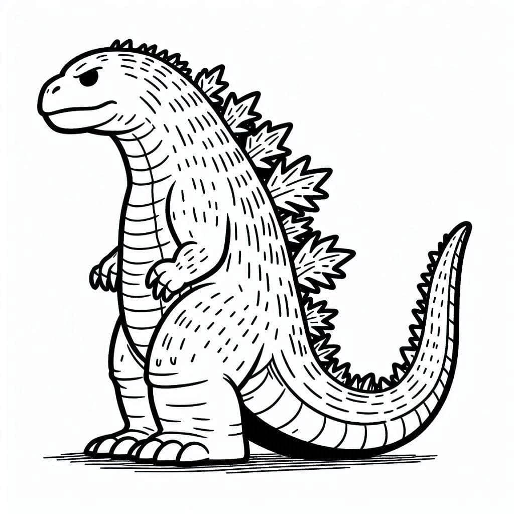 Desenho de Godzilla Poderoso para Colorir e Pintar