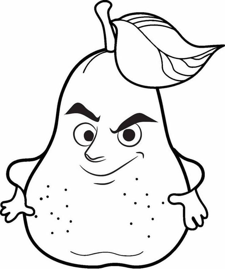 Desenho de Goiaba de Desenho Animado para Colorir e Pintar