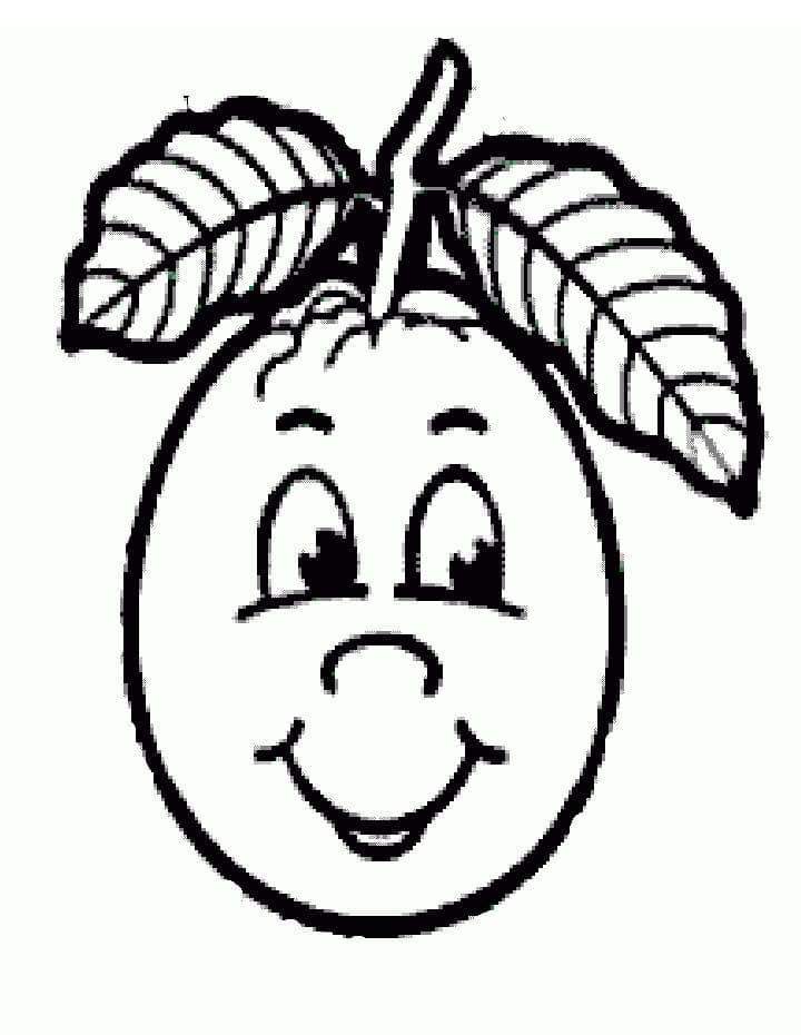 Desenho de Goiaba Sorridente para Colorir e Pintar