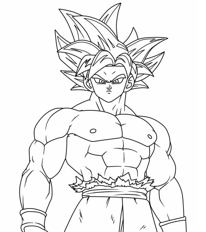 Desenho de Dragon Ball Goku Instinto Superior para Colorir e Pintar