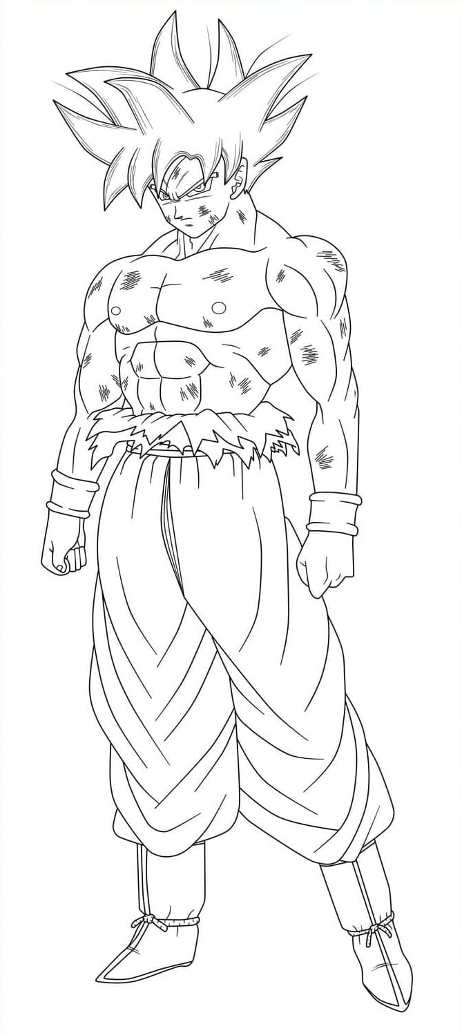 Desenho de Goku Instinto Superior 1 para Colorir e Pintar