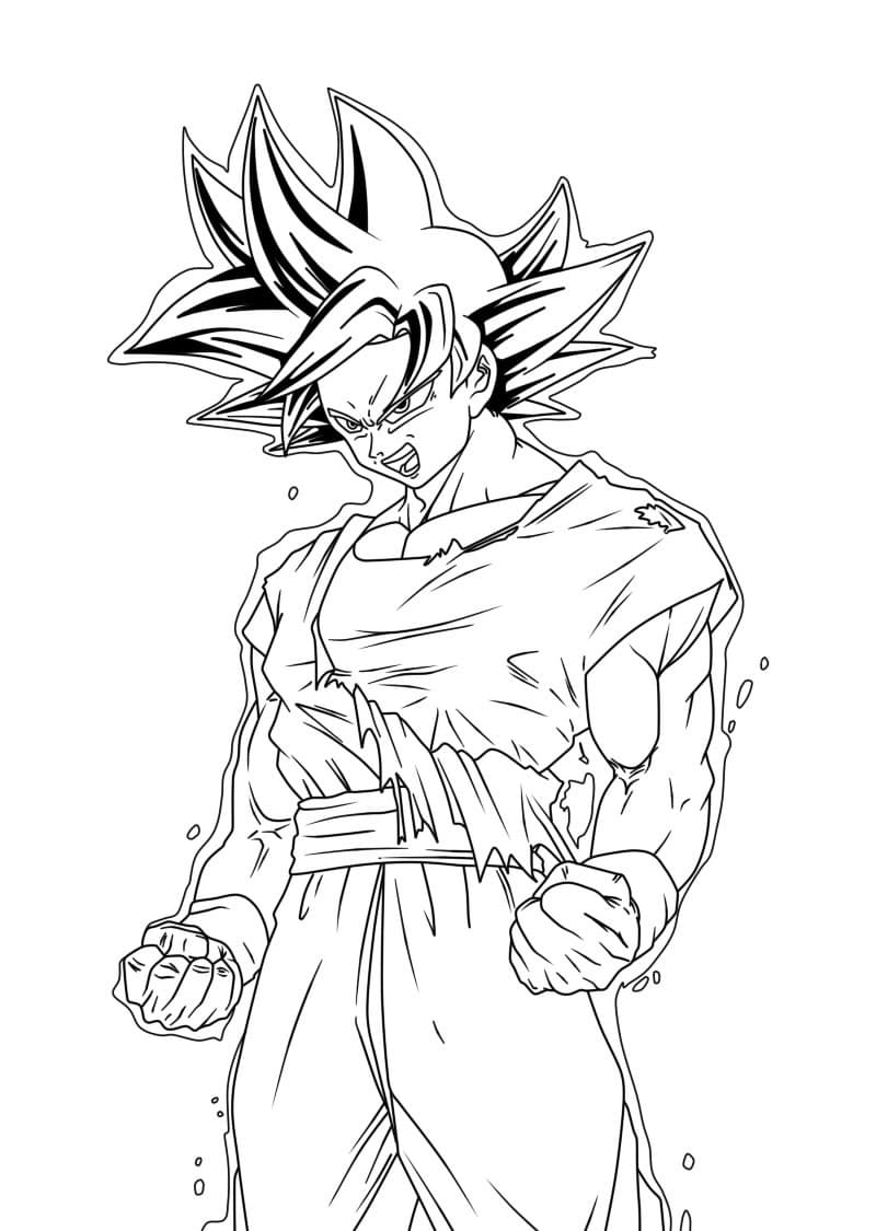 Desenho de Goku Instinto Superior 2 para Colorir e Pintar