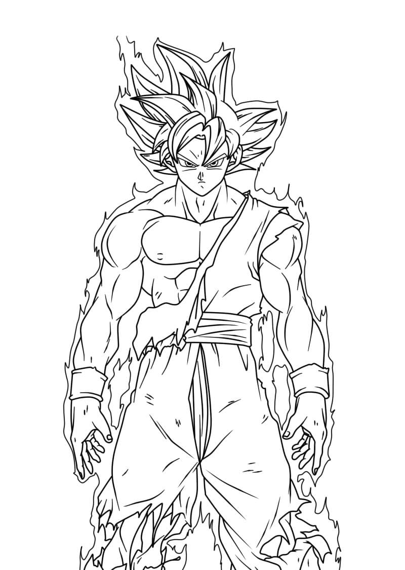 Desenho de Goku Instinto Superior Grtis para Colorir e Pintar