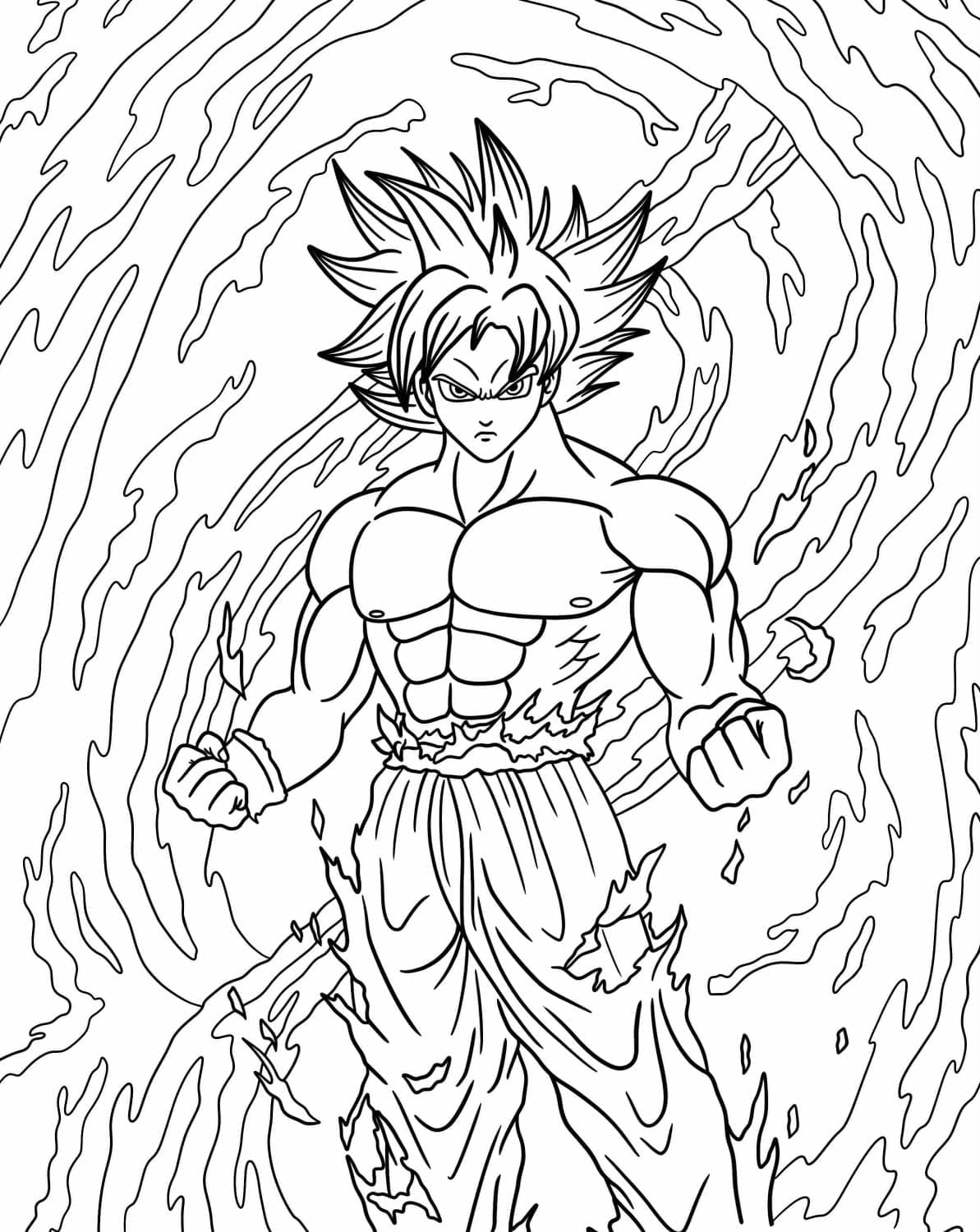 Desenho de Goku Instinto Superior Imprimivel para Colorir e Pintar