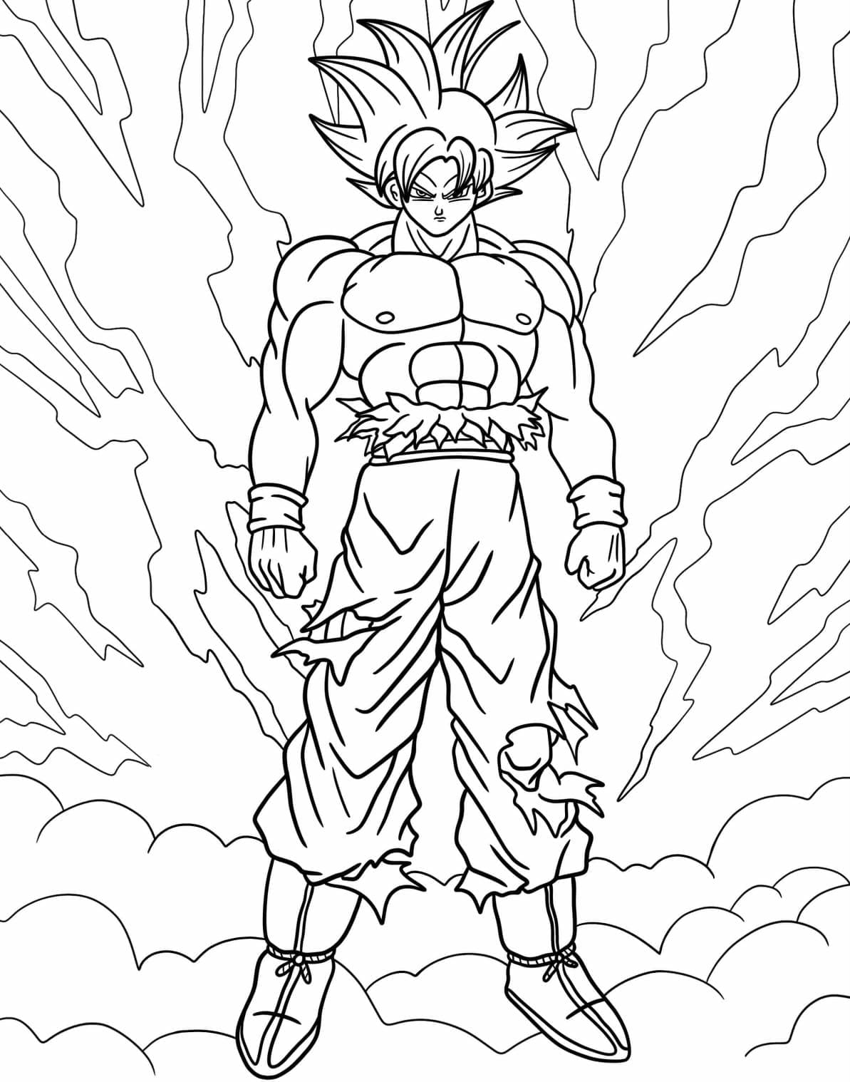 Desenho de Goku Instinto Superior Incrível para Colorir e Pintar