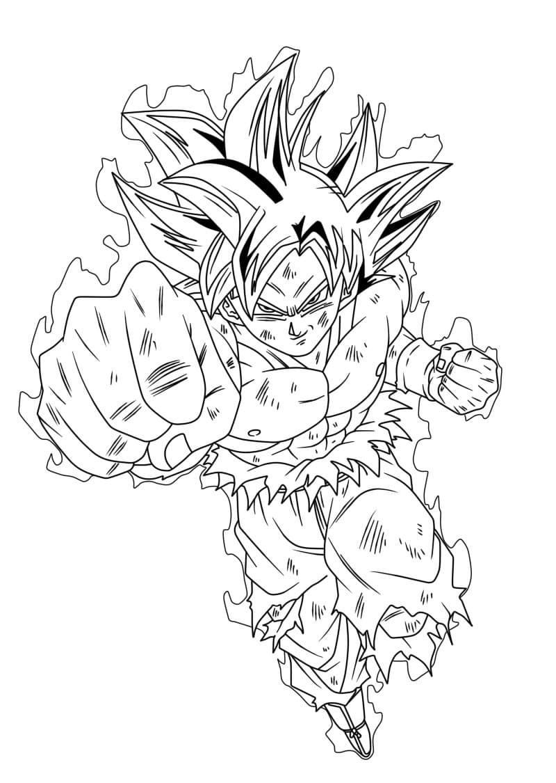Desenho de Goku Instinto Superior para Crianças para Colorir e Pintar