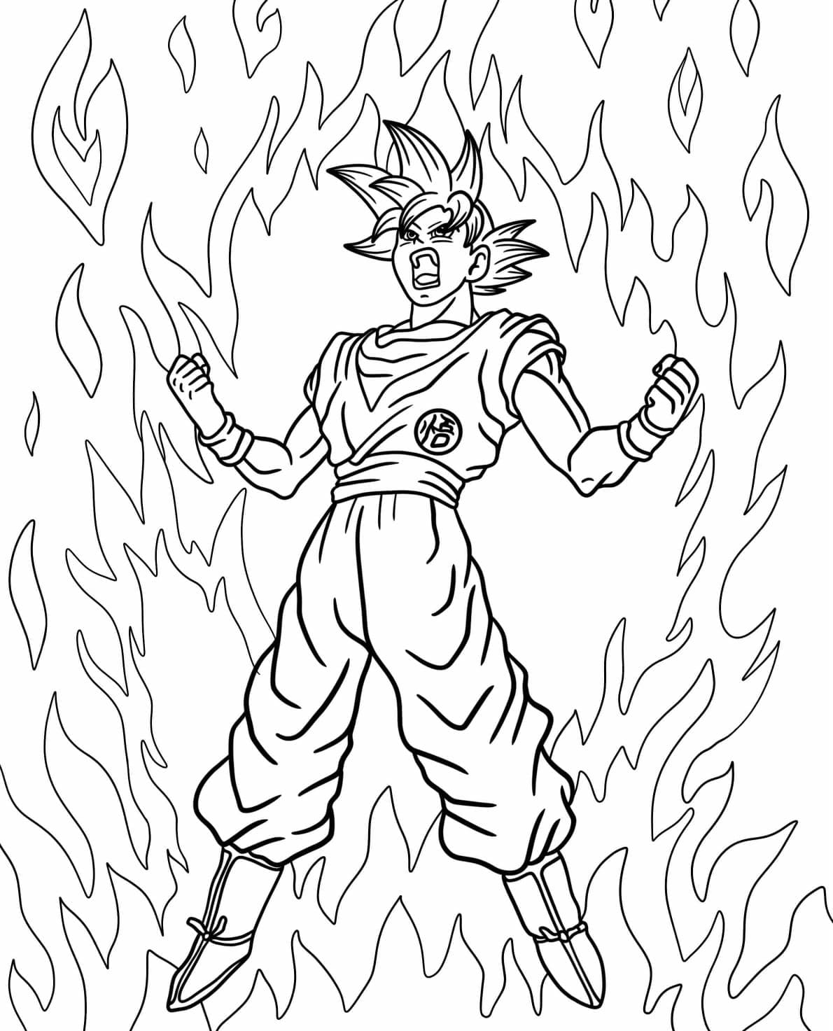 Desenho de Goku Instinto Superior Poderoso para Colorir e Pintar