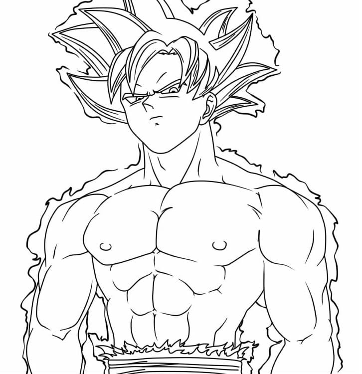Desenho de Goku Ultra Instinto Grtis para Crianças para Colorir e Pintar