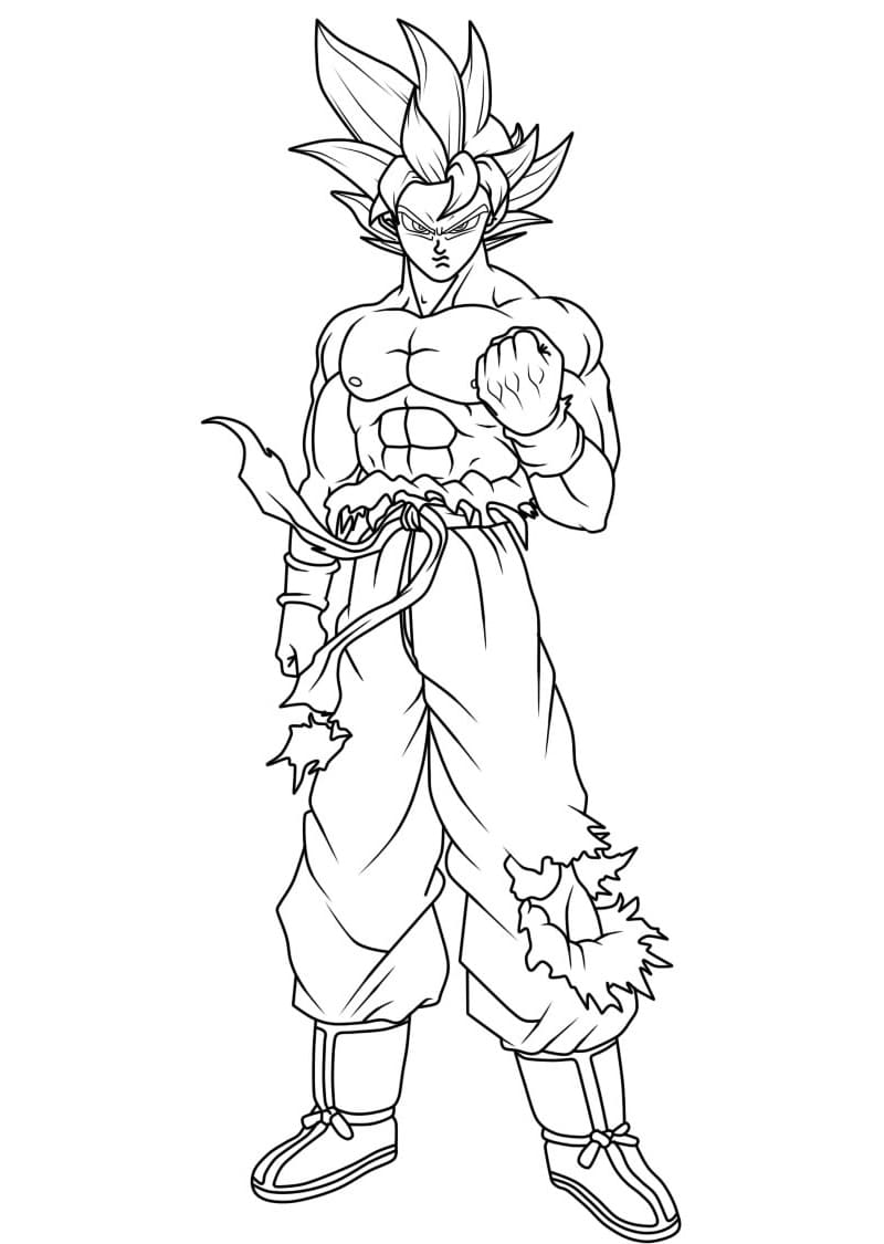 Desenho de Imagem de Goku Instinto Superior para Colorir e Pintar